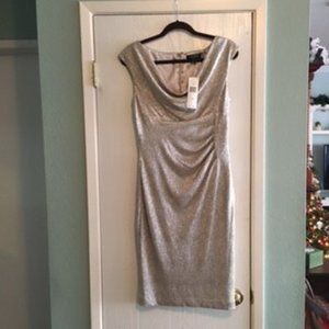New Ralph Lauren Platinum lame cocktail dress